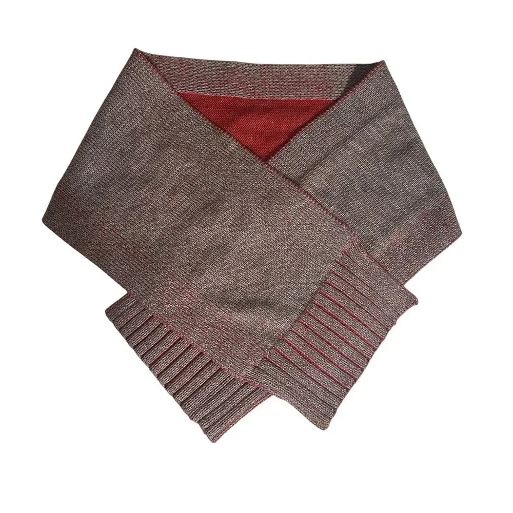 MEXX Scarf Tan Orange Marled Cotton Ribbed Trim Warm Earthy